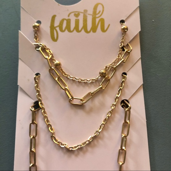 Danbar Global Faith Girl’s Gold Necklace and 3 Bracelets Set NWT - Picture 3 of 4